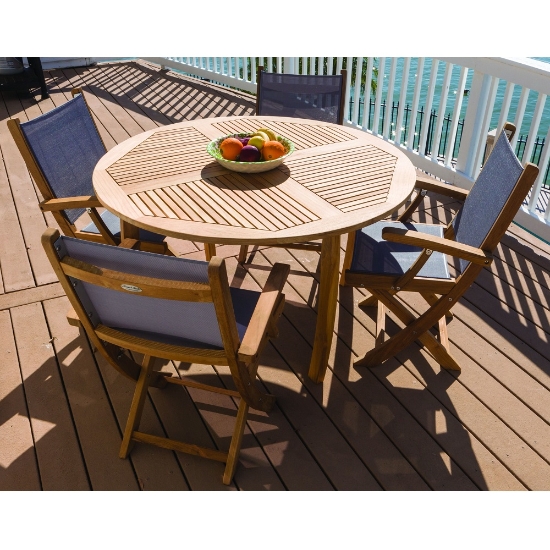 Dolphin dining table with teak frame