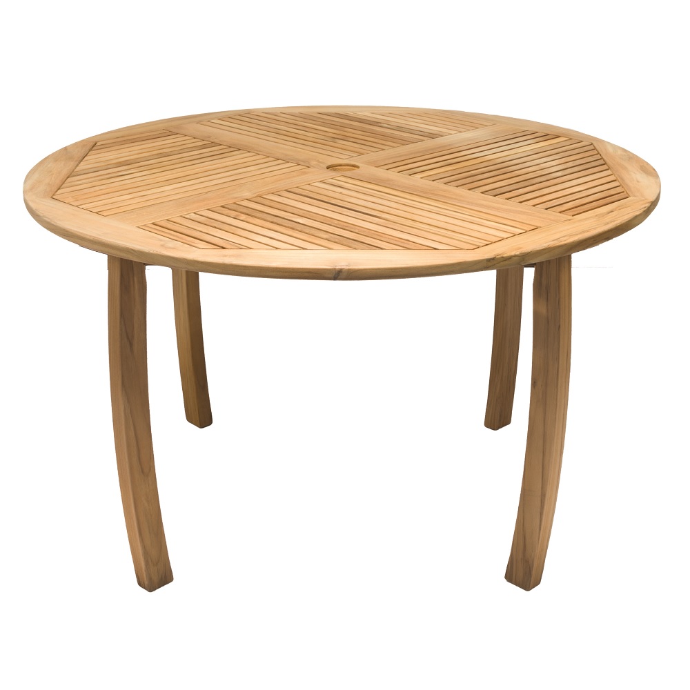 LUPA ROUND OUTDOOR SLATTED RECYCLED TEAK DINING TABLE