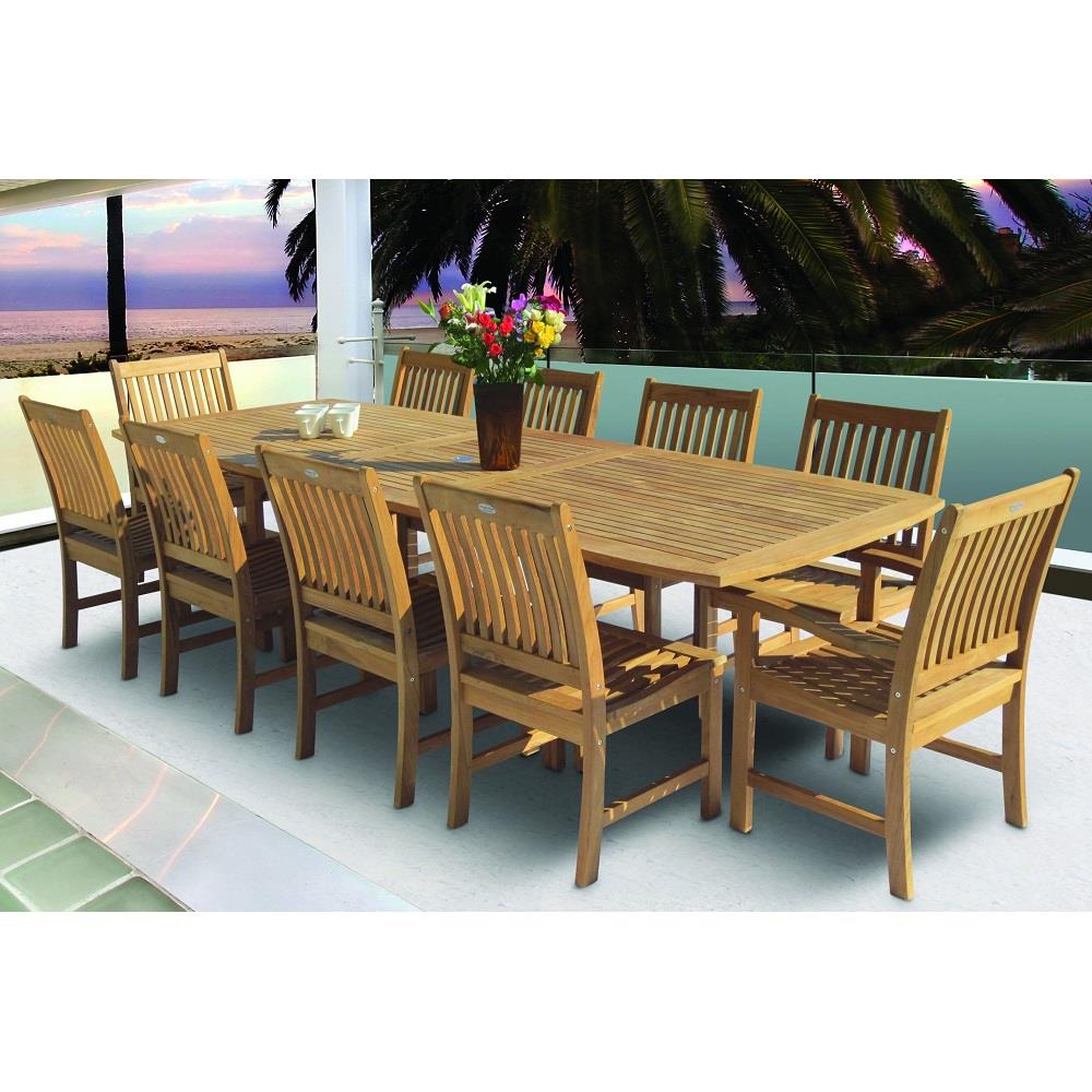 Teak family dining table with teak frame