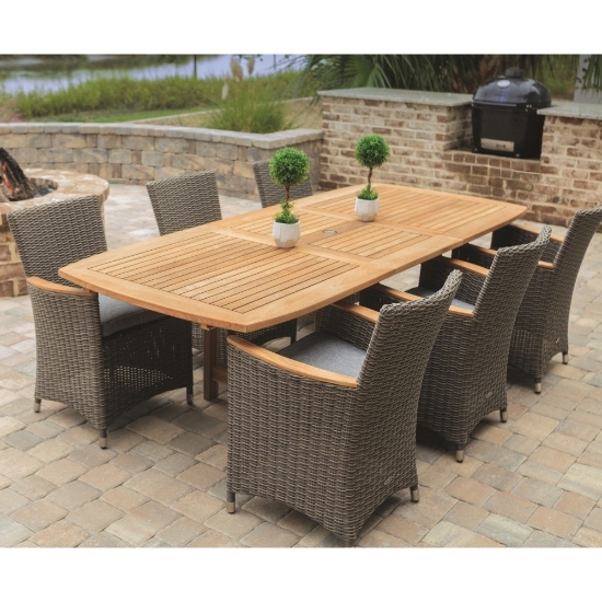 Royal teak dining table with teak frame