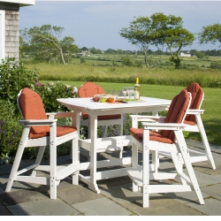 Seaside Casual Classic Adirondack Bar Set for 4 with Cushions - SC-CLASSIC-SET11