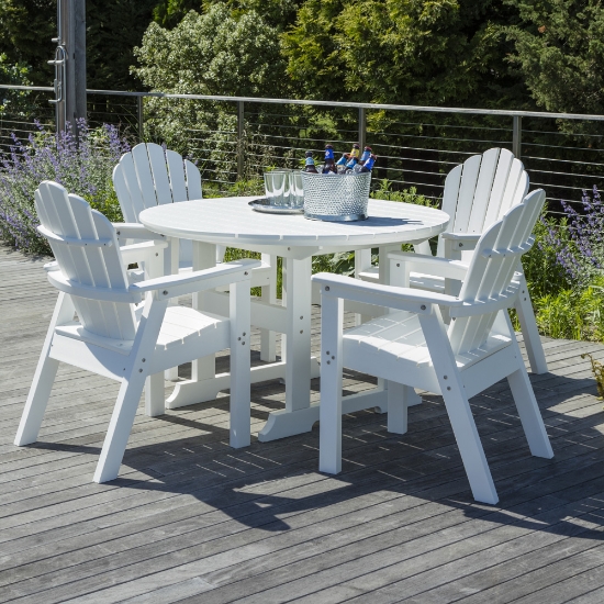 Seaside Casual Classic Adirondack Round Patio Dining Set - SC-CLASSIC-SET6