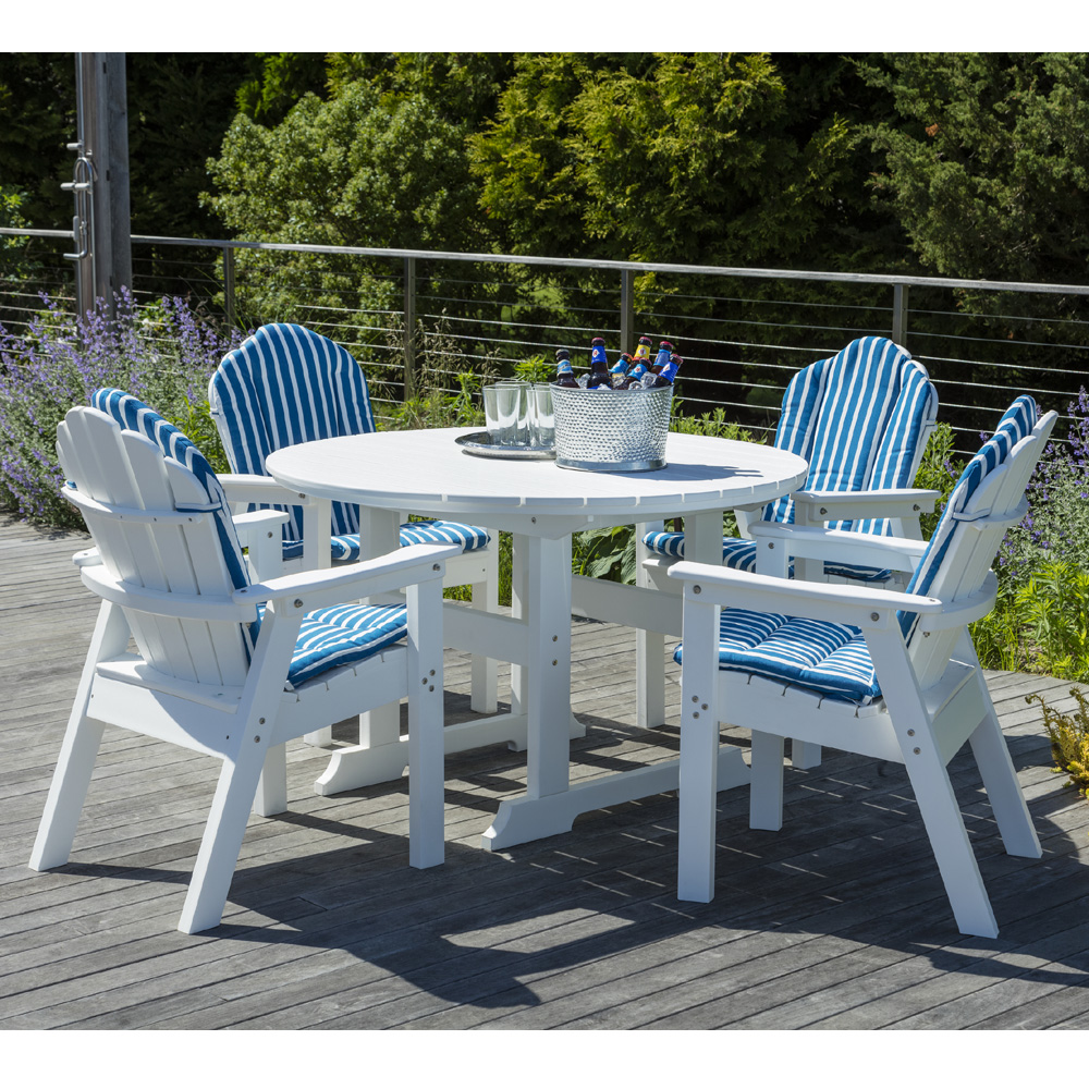 Seaside Casual Classic Adirondack Round Patio Dining Set with Cushions - SC-CLASSIC-SET7
