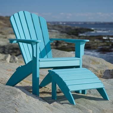 Seaside Casual Coastline Harbor View Adirondack Chair and Ottoman - SC-COASTLINE-SET8
