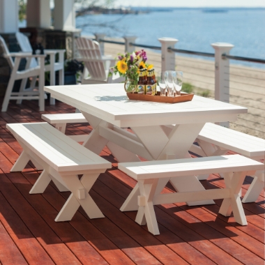 Seaside Casual Sonoma Bench Patio Dining Set - SC-SONOMA-SET1
