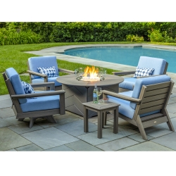 Seaside Casual Dex Club Chair Patio Fire Set