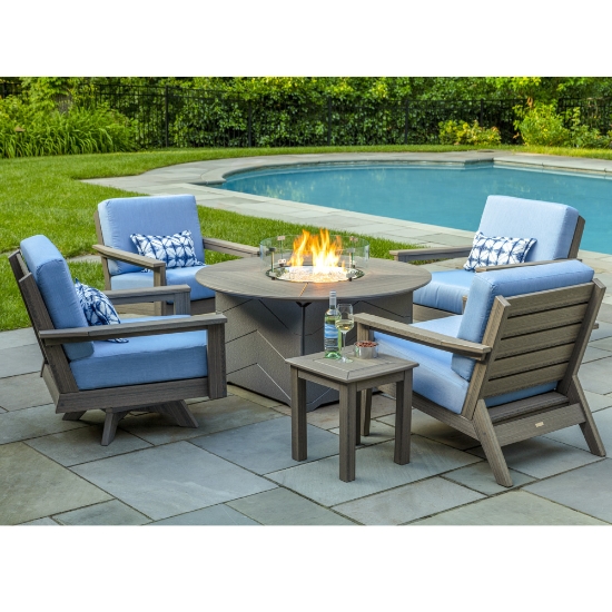 Seaside Casual Dex Club Chair Patio Fire Set