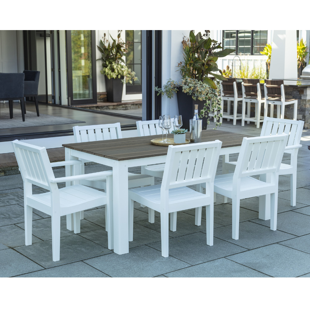 Seaside Casual Greenwich Dining Set with Slatted Chairs - SC-GREENWICH-SET1