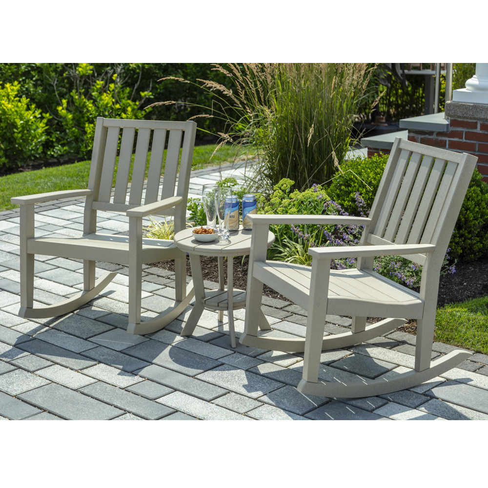 Seaside Casual Greenwich Slat Rocking Chair Set of 2 with Side Table - SC-GREENWICH-SET10