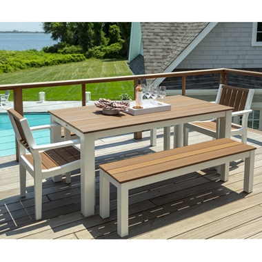 Seaside Casual Greenwich Dining Set with Benches - SC-GREENWICH-SET5
