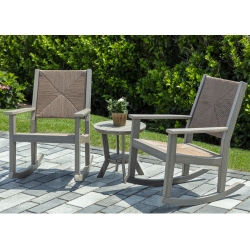 Seaside Casual Greenwich Woven Porch Rocker Set of 2 with Side Table - SC-GREENWICH-SET8