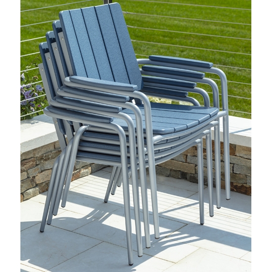 Seaside Casual HIP Stackable Dining Arm Chairs stacked