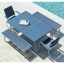 Seaside Casual HIP Patio Dining Set with Benches - SC-HIP-SET7