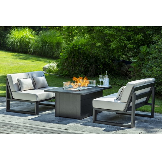 Seaside Casual Mia Fire Table Set with Loveseats