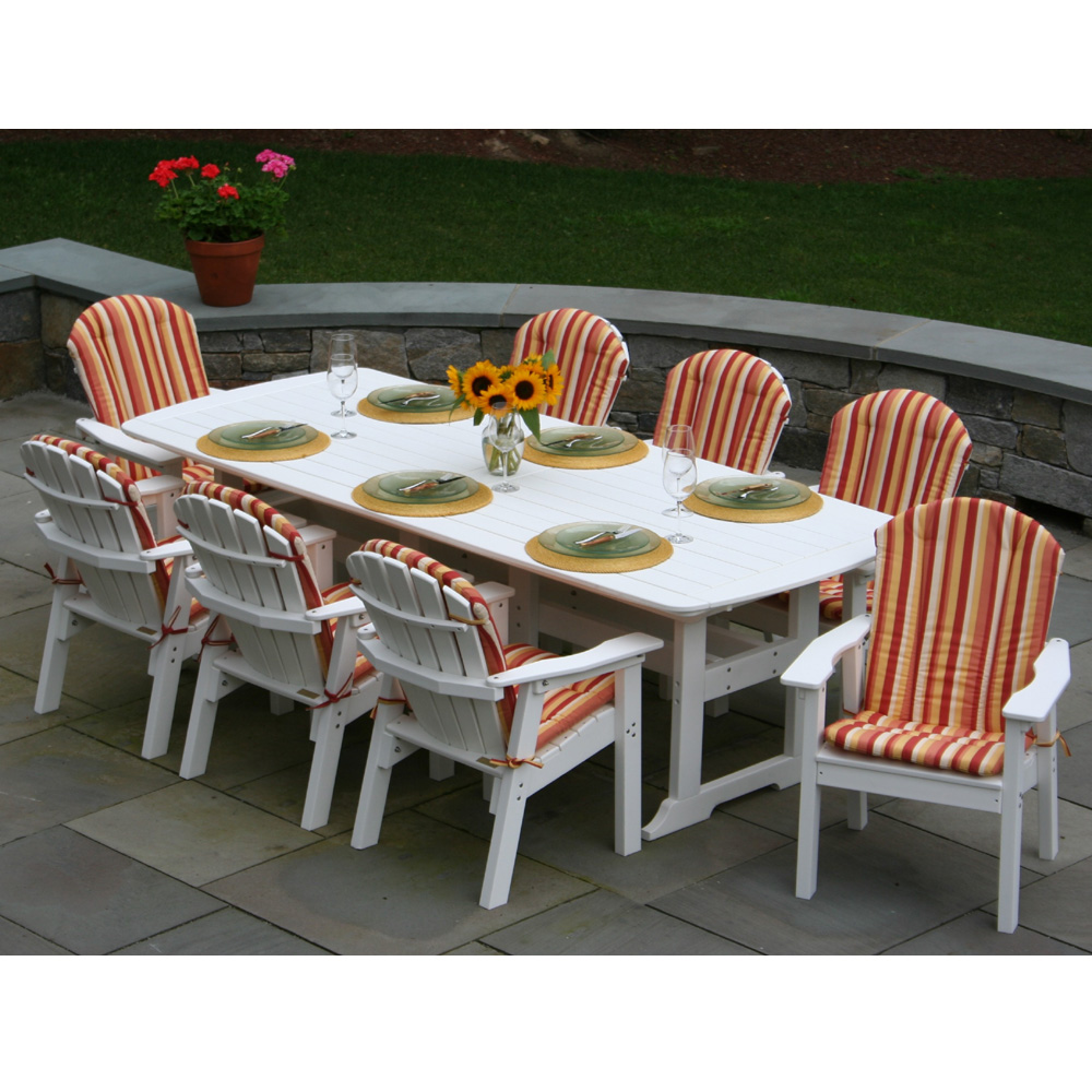 Seaside Casual Adirondack Shellback Dining Set for 8 with Cushions - SC-SHELLBACK-SET11