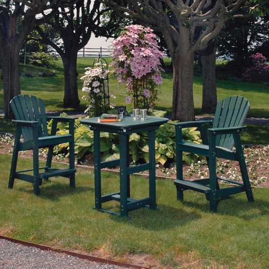 green Adirondack Shellback Bar Chair HDPE Patio Set