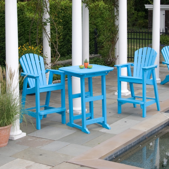 Seaside Casual Adirondack Shellback Bar Chair HDPE Patio Set - SC-SHELLBACK-SET15