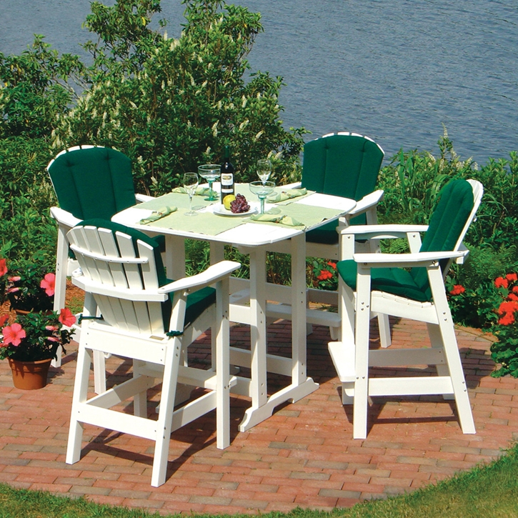 Seaside Casual Adirondack Shellback Bar Chair Patio Set for 4 - SC-SHELLBACK-SET16