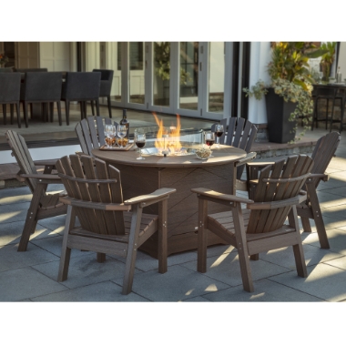 Seaside Casual Adirondack Shellback Dining Fire Pit Set - SC-SHELLBACK-SET17