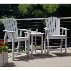 Seaside Casual Adirondack Balcony Set with Side Table - SC-SHELLBACK-SET3