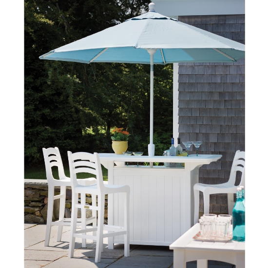 bar table with umbrella