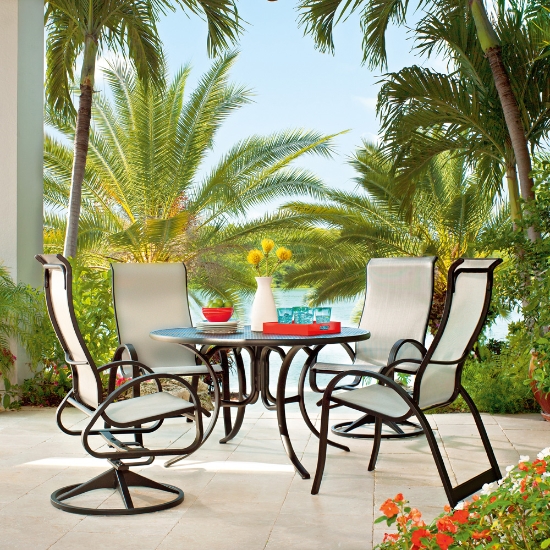 Telescope Casual Aruba II Sling High Back Patio Dining Set