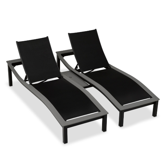 Telescope Casual Bazza Double Chaise Set with Umbrella Table - TC-BAZZA-SET17
