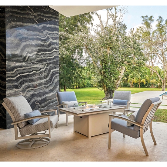 Bazza Cushion Patio Set with Fire Pit Table