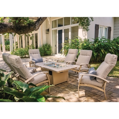 Telescope Casual Belle Isle Cushion Fire Table Set - TC-BELLEISLE-SET15