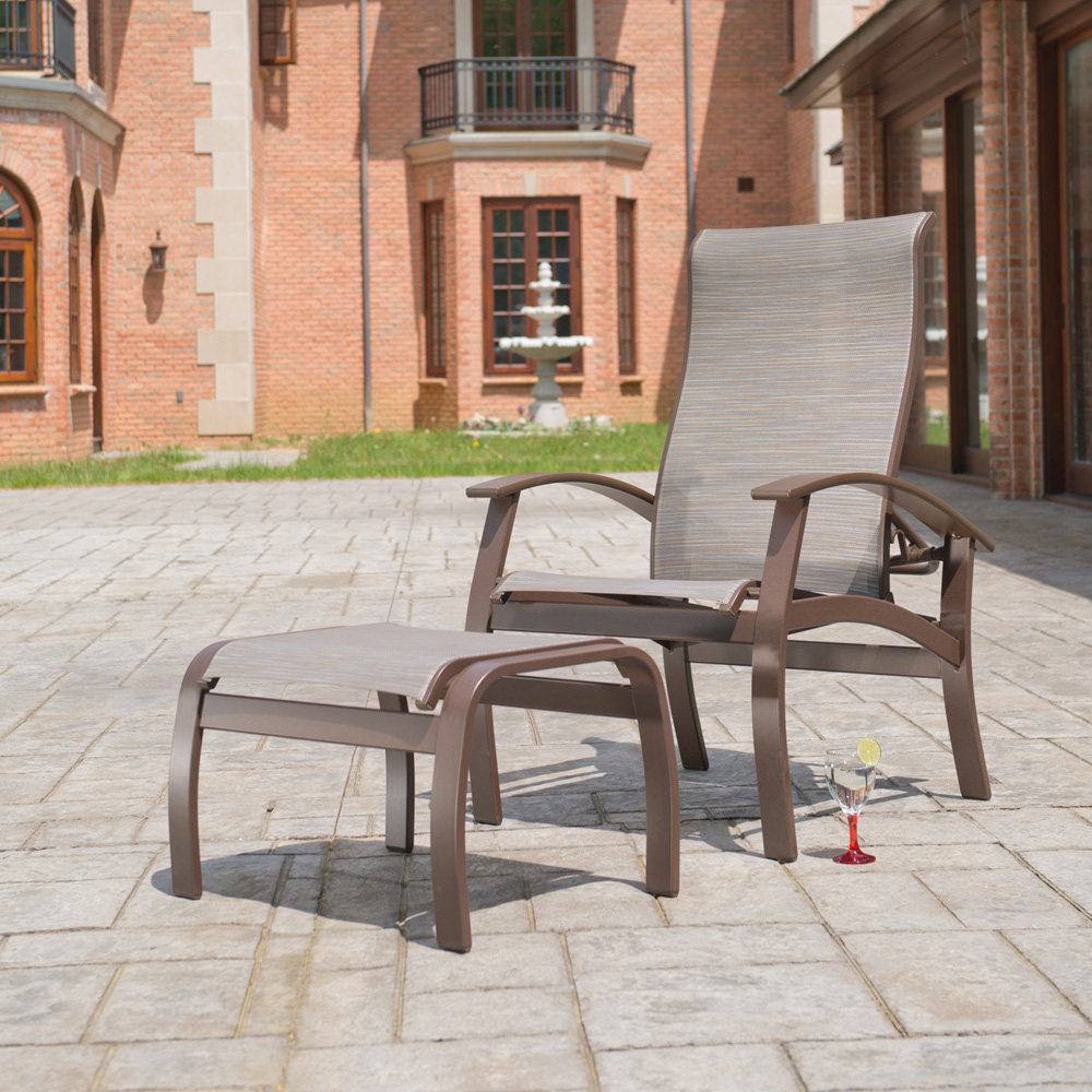 Telescope Casual Belle Isle Sling Adjustable Back Lounge Chair and Ottoman Set - TC-BELLESLING-SET7