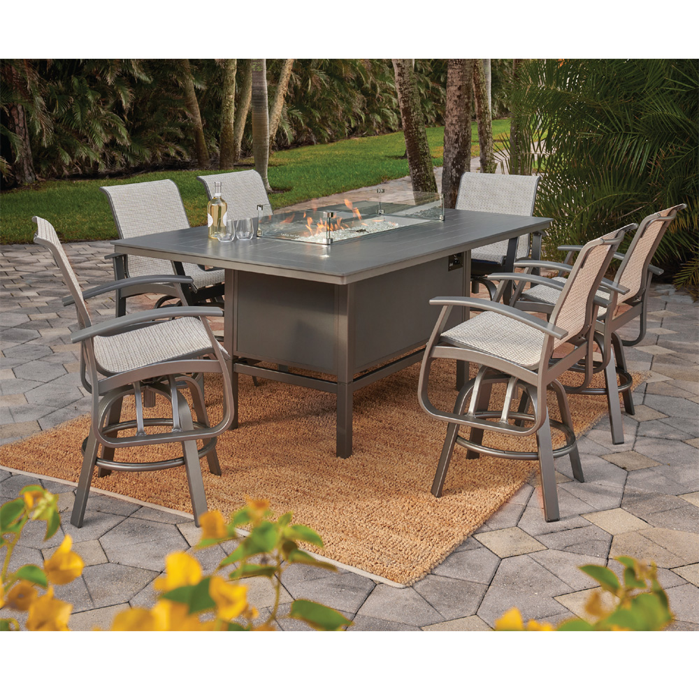 Telescope Casual Belle Isle Sling Balcony Stool and Fire Table Set - TC-BELLESLING-SET8