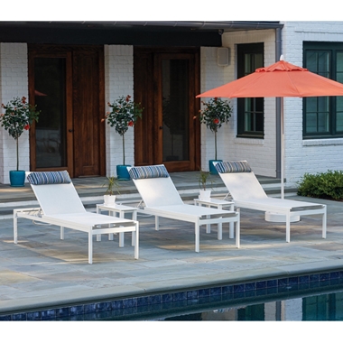 Telescope Casual Kendall Sling Modern Aluminum Pool Chaise Set of 3 with Side Tables - TC-KENDALL-SET6
