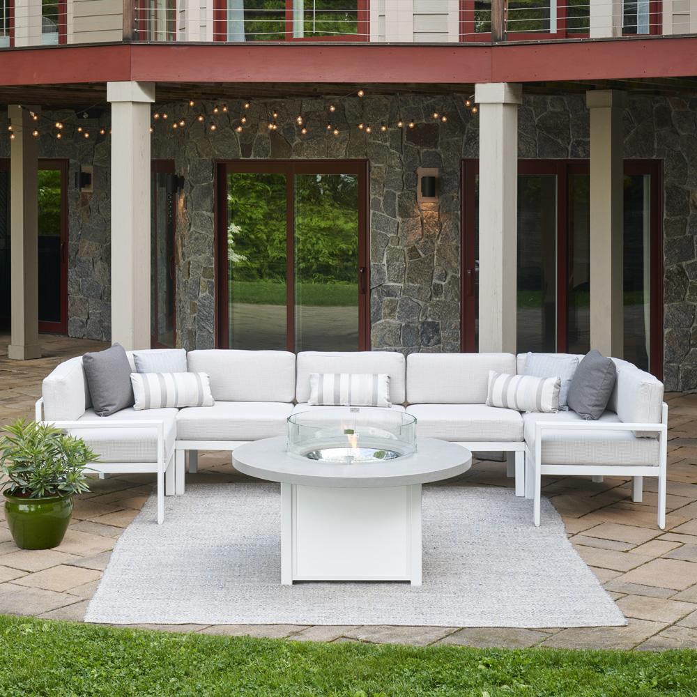 Larssen aluminum sectional with deep seating cushions
