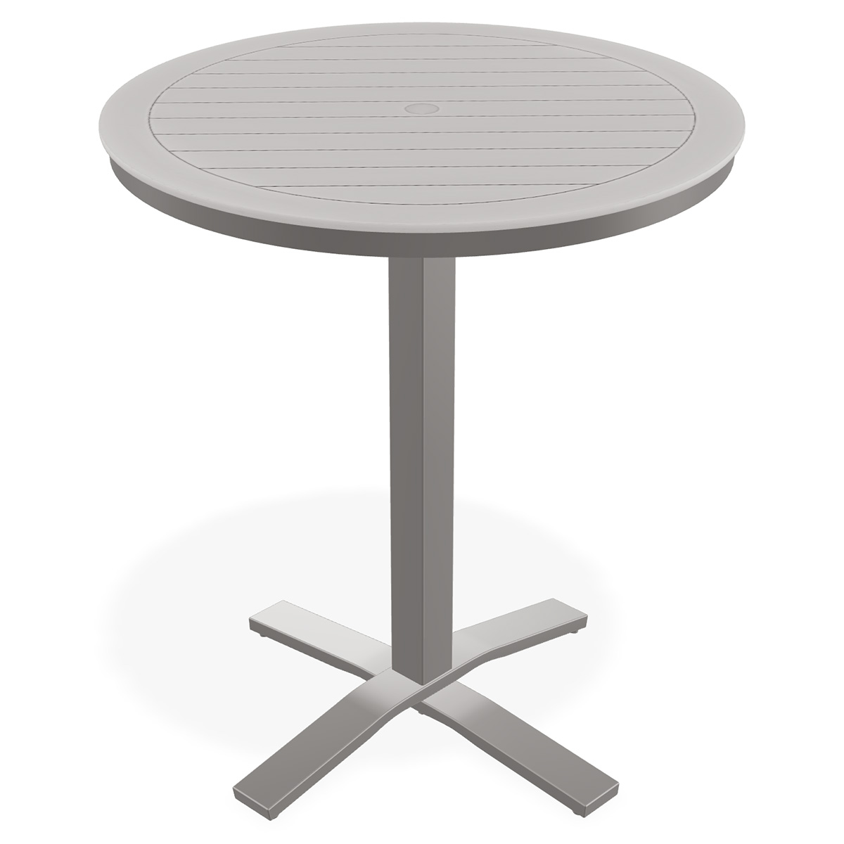 Telescope Casual Marine Grade Polymer 36" Round Slat Bar Table with Pedestal Base - TT20-4X20