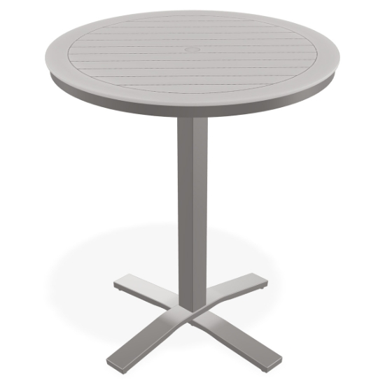 Telescope Casual Marine Grade Polymer 36" Round Slat Bar Table with Pedestal Base - TT20-4X20