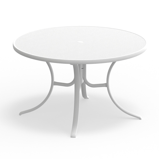 48" Round Value Hammered Dining Table with White Frame and Snow MGP Top