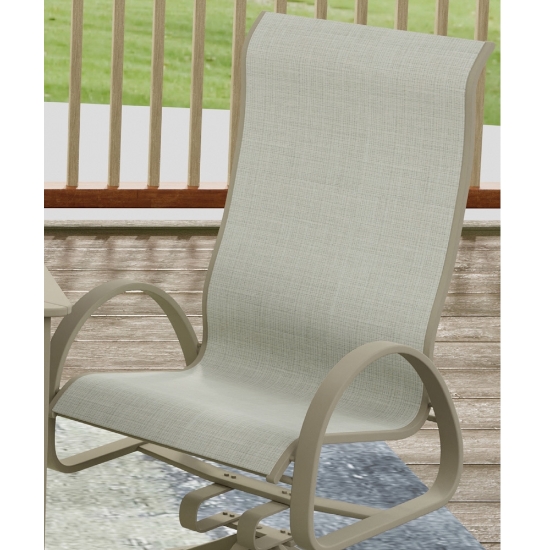 Aruba Sling Supreme Swivel Rocker Dining Chair in Storm and Deacon Sling