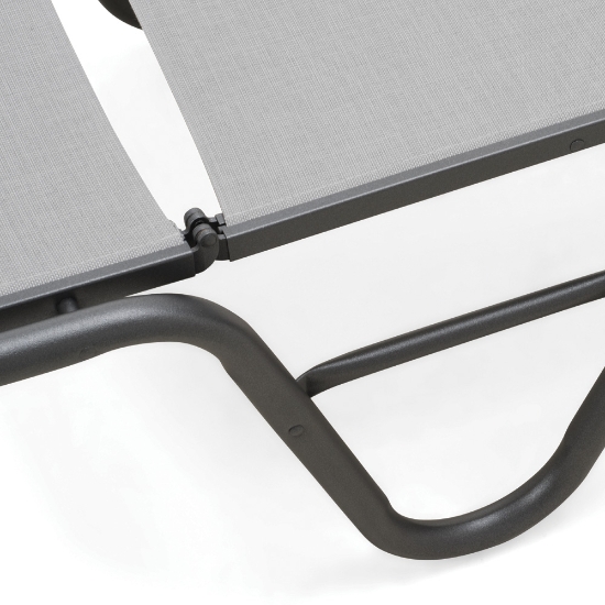 Quick Ship Set of 2 Gardenella Armless Stacking Chaises in Textured Graphite and Alloy Sling Fabric - TC-QS-SET17