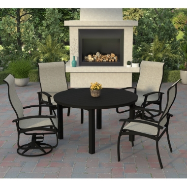 Telescope Casual Belle Isle Supreme Dining Set for 4 in Black with Storm Slings - - TC-QS-SET22