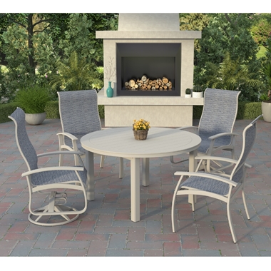 Telescope Casual Belle Isle Supreme Dining Set for 4 in Warm Grey with Collect Indigo Slings - In Stock