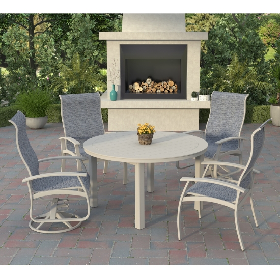 Telescope Casual Belle Isle Supreme Dining Set for 4 in Warm Grey with Collect Indigo Slings -