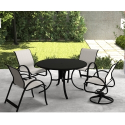 Telescope Casual Aruba Sling Dining Set for 4 in Black with Alloy Slings - - TC-QS-SET28
