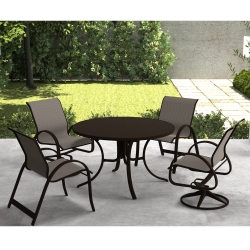 Telescope Casual Aruba Sling Dining Set for 4 in Kona with Beacon Slings - - TC-QS-SET29