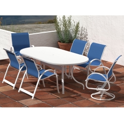 Telescope Casual Aruba Sling Dining Set for 6 in White with Colbalt Slings - - TC-QS-SET31