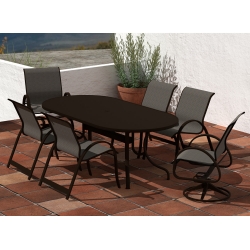 Telescope Casual Aruba Sling Dining Set for 6 in Kona with Beacon Slings - - TC-QS-SET33