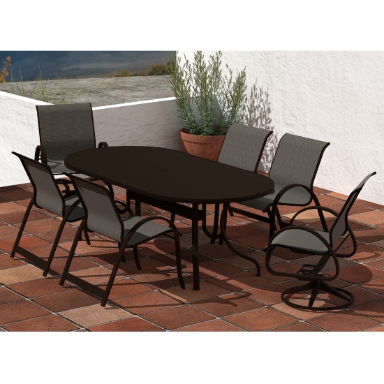 Telescope Casual Aruba Sling Dining Set for 6 in Kona with Beacon Slings - - TC-QS-SET33