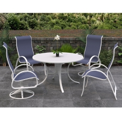 Telescope Casual Aruba Sling Supreme Dining Set for 4 in White with Navy Slings - - TC-QS-SET34