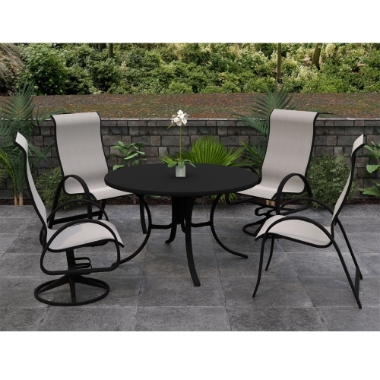 Telescope Casual Aruba Sling Supreme Dining Set for 4 in Black with Alloy Slings - - TC-QS-SET36