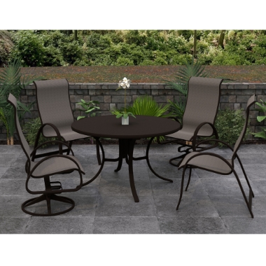 Telescope Casual Aruba Sling Supreme Dining Set for 4 in Kona with Beacon Slings - - TC-QS-SET37