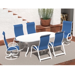 Telescope Casual Aruba Sling Supreme Dining Set for 6 in White with Cobalt Slings - - TC-QS-SET39